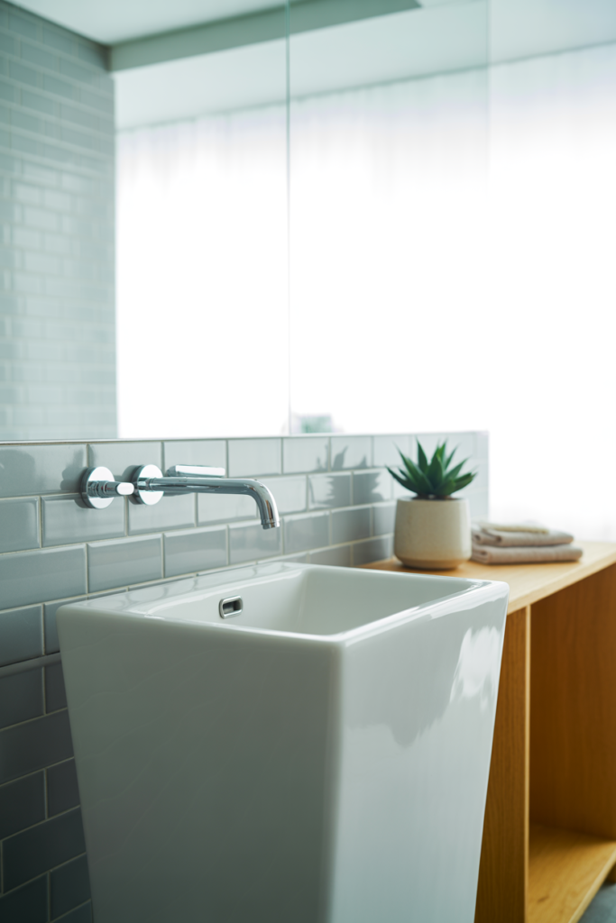 3. Modern Pedestal Sink for Minimalist Design