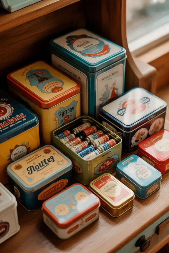3. Vintage Tin Boxes for Retro Charm