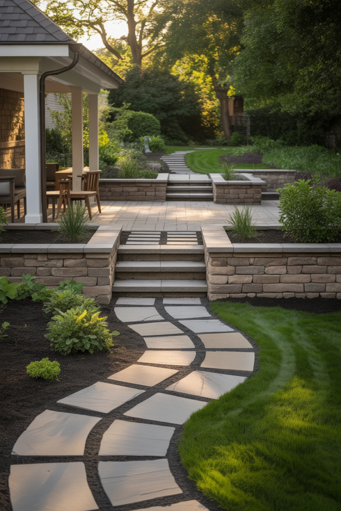 4 Combining Paths Patios and Retaining Walls