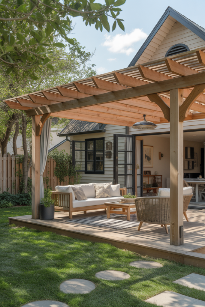 4. Attached Pergola to Extend Your Home Outdoors