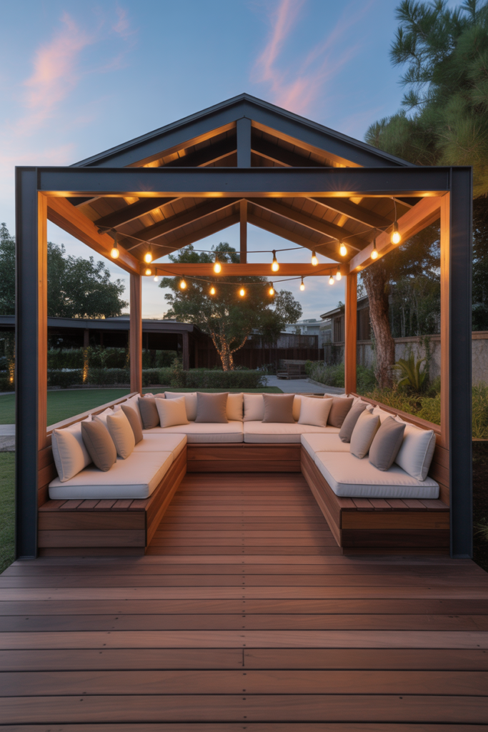 4. Gazebo with Built-In Seating