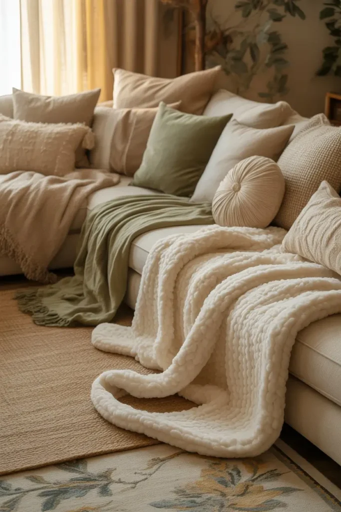 4. Layered Textiles for a Cozy Look