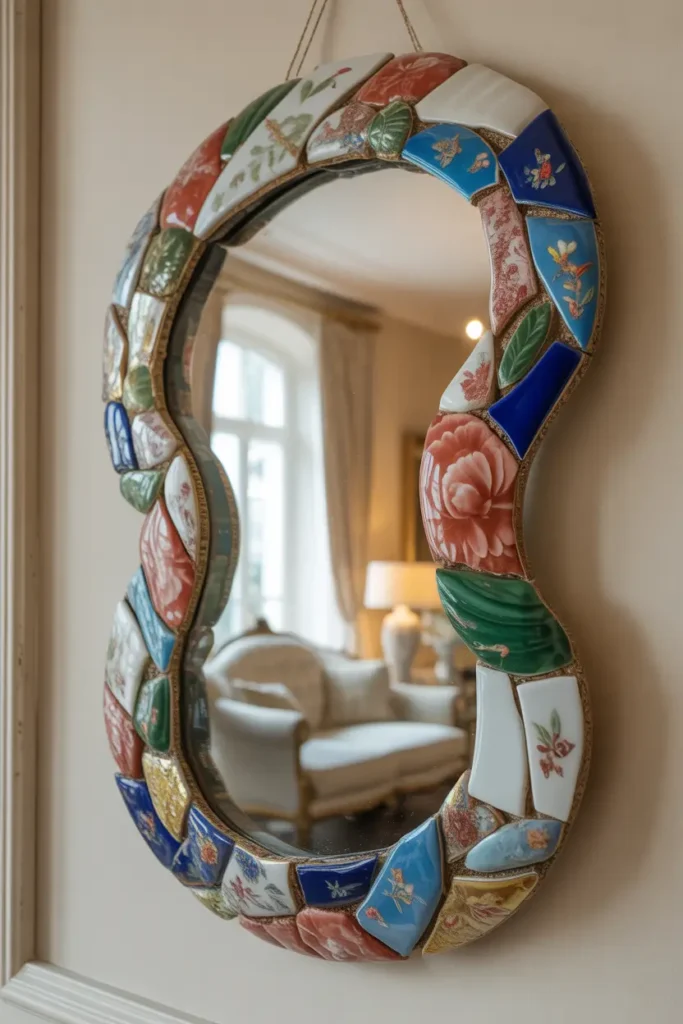 4. Mosaic Mirrors with Broken China Frames
