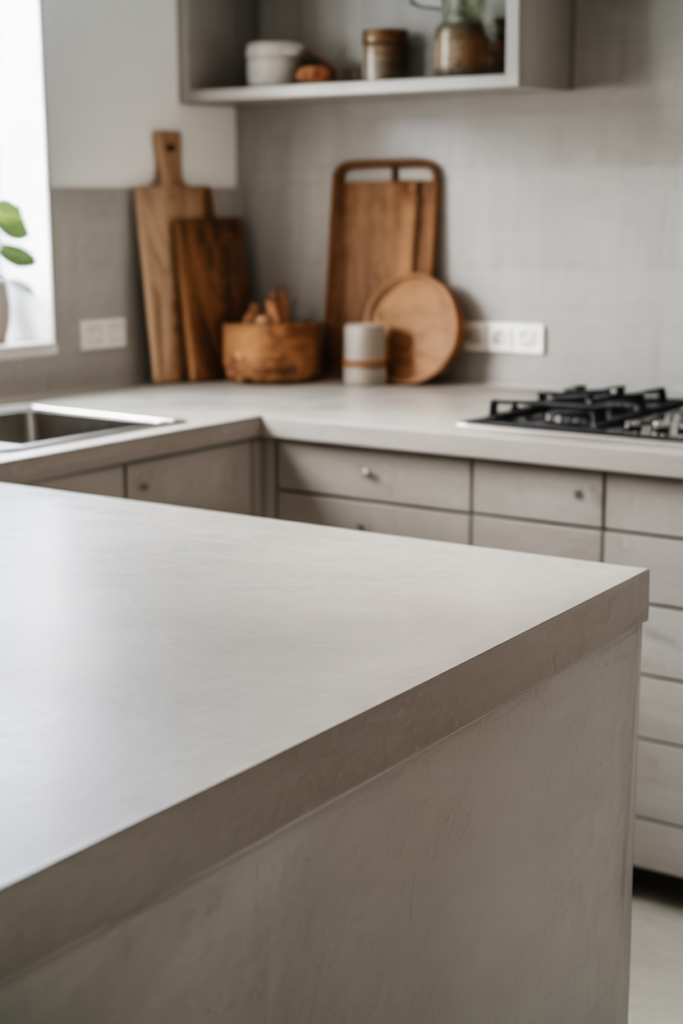4. Polished Concrete Countertops for Industrial Charm