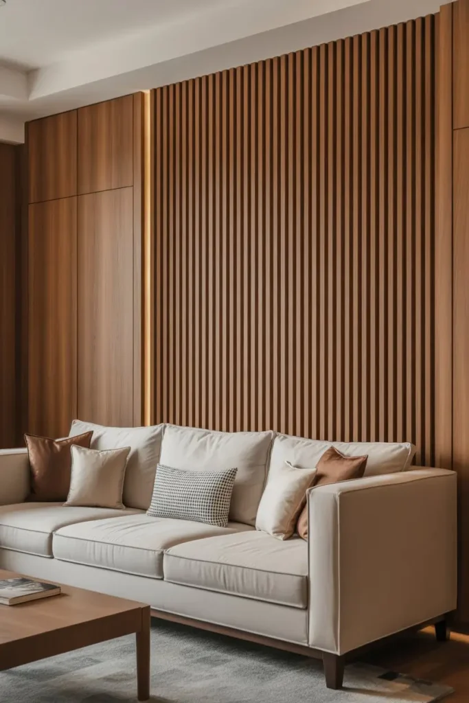 4. Vertical Slat Walls That Draw the Eye Upward