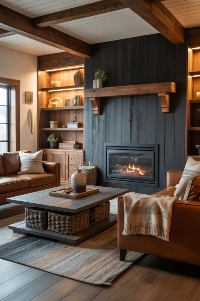 5. Cozy Rustic Black and Brown Living Rooms