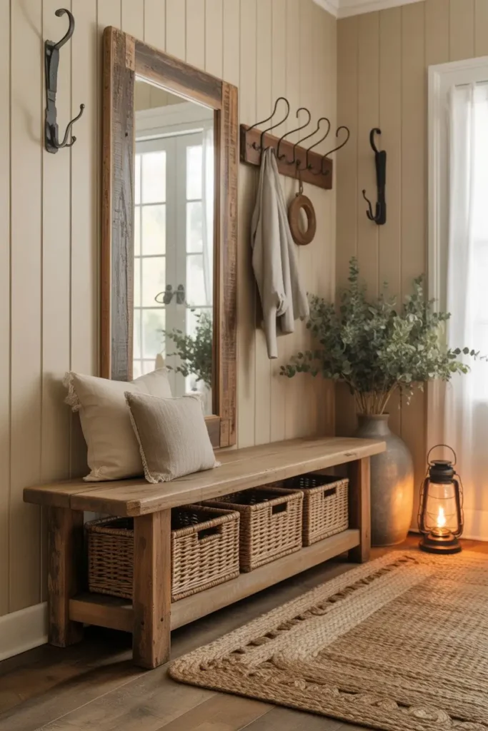 5. Functional and Stylish Farmhouse Entryways