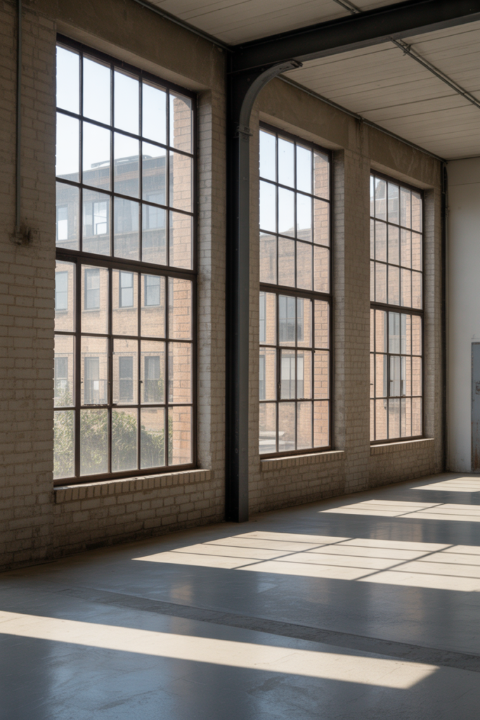5. Large Factory Style Windows for Natural Light