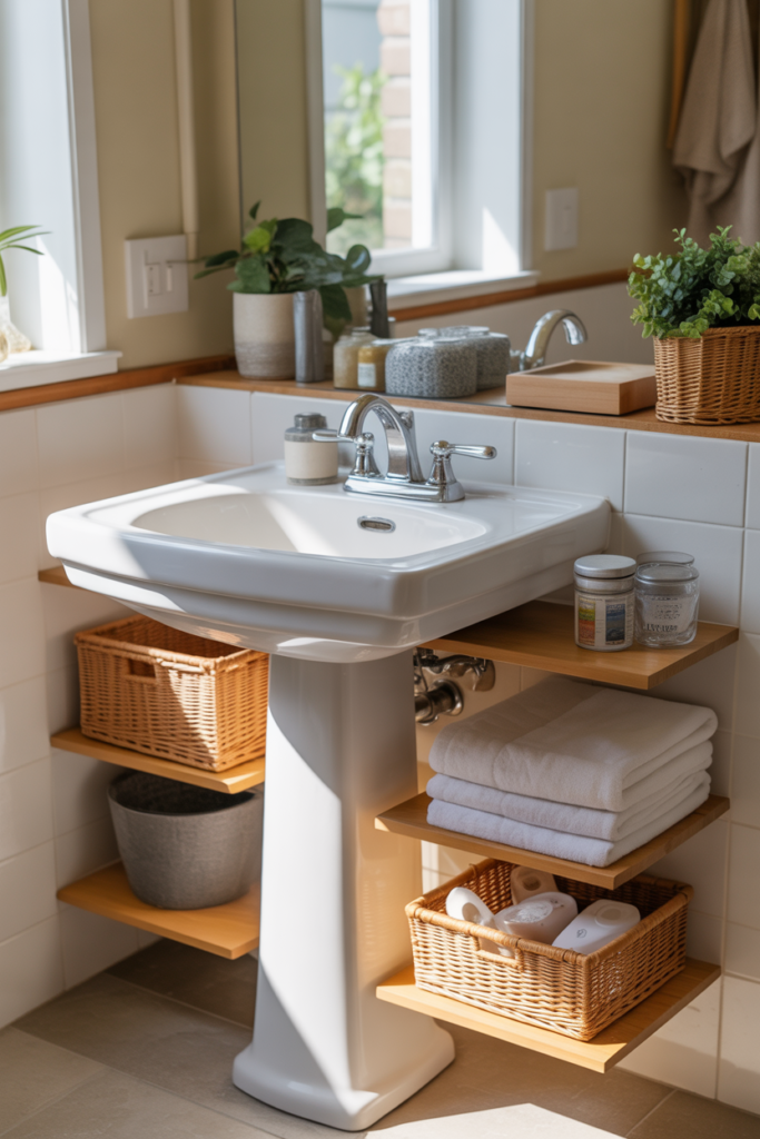 5. Pedestal Sink with Integrated Storage for Practicality