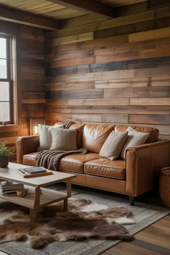 5. Rustic Cabin Style Accent Wall