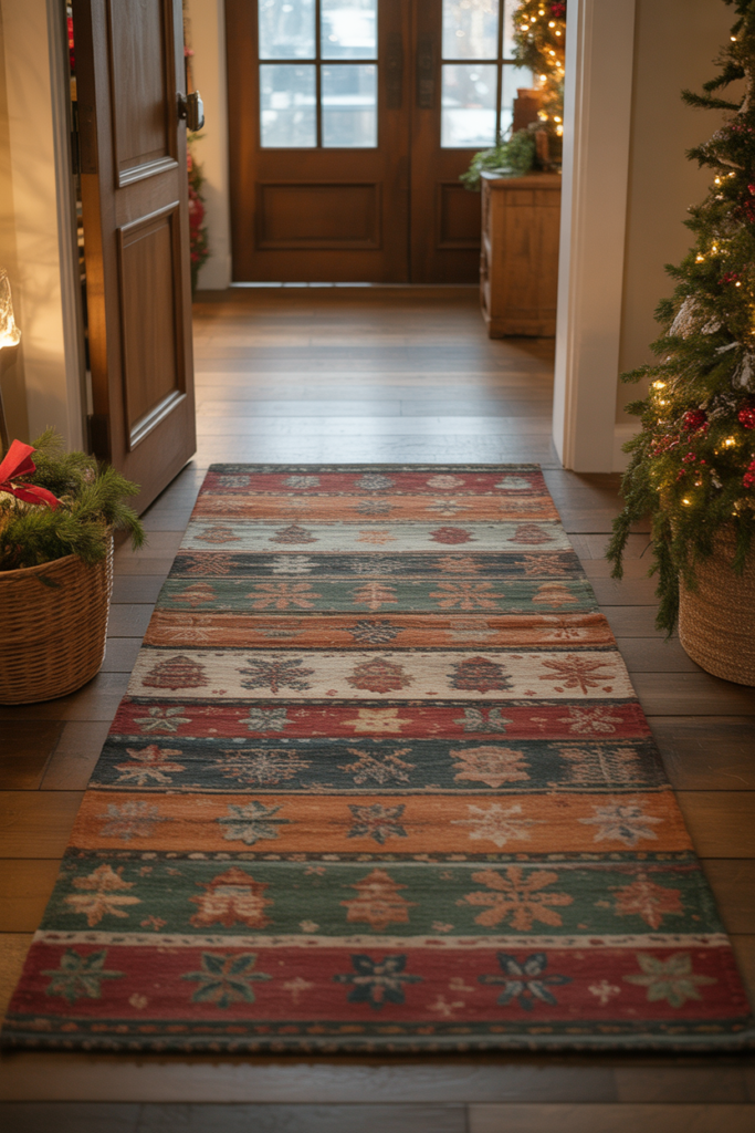 6. A Holiday Rug That Grounds the Space