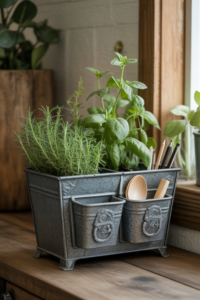 6. Cast Iron Planters with Storage Features
