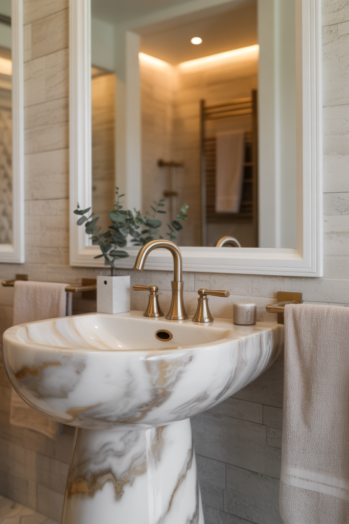 6. Elegant Marble Pedestal Sink for Luxury Bathrooms