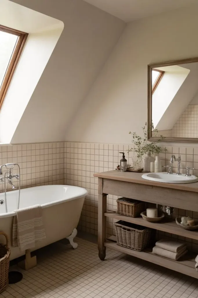 6. Farmhouse Bathroom Elegance