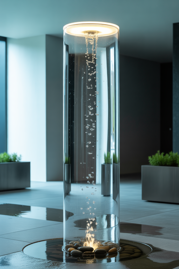6. Glass Column Water Features