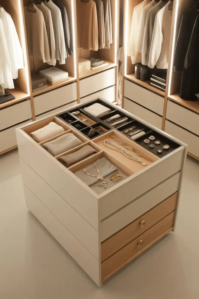 6. Minimalist Island with Storage