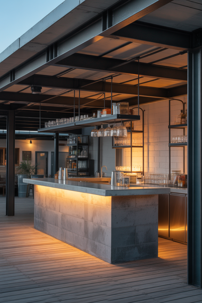 6. Modern Industrial Under Deck Bar Look