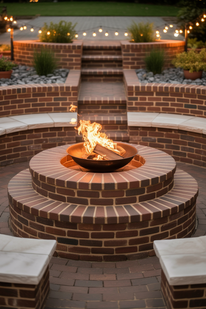 6. Multi-Tiered Brick Fire Pit