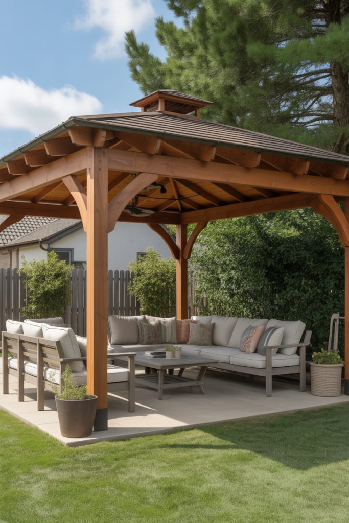 6. Pergola with a Solid Shade Top for Hot Days