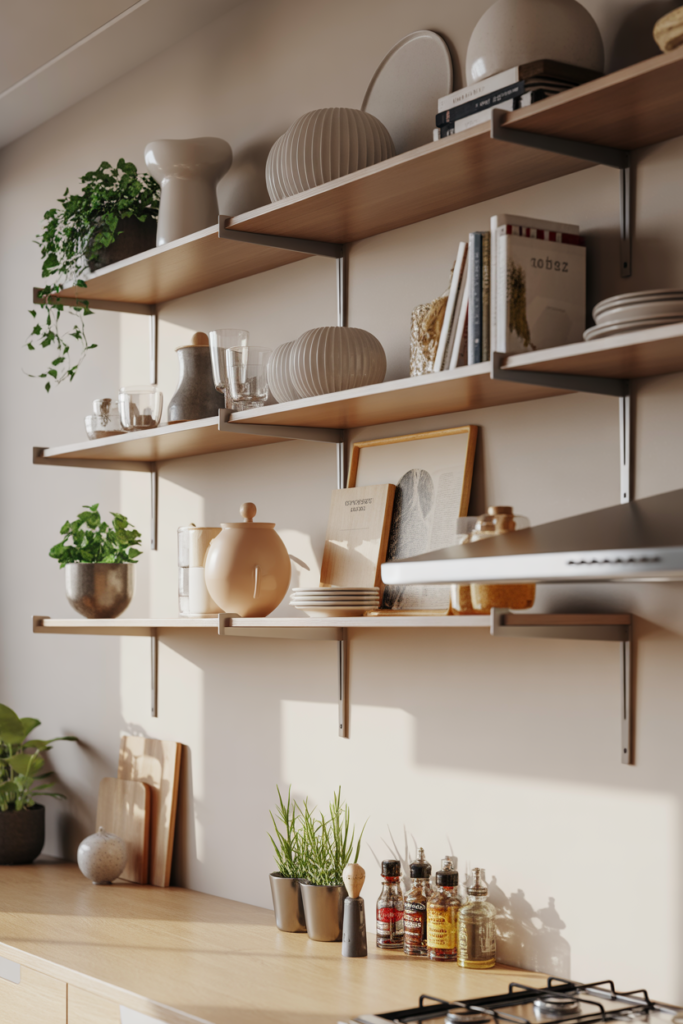 7. Use Floating Shelves for Storage