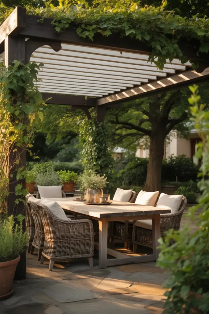7. Outdoor Dining Pergola for Shared Meals