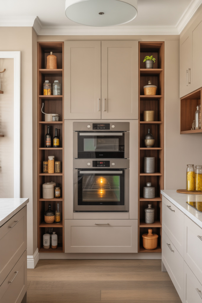 7. Pantry-Style Double Oven Cabinets