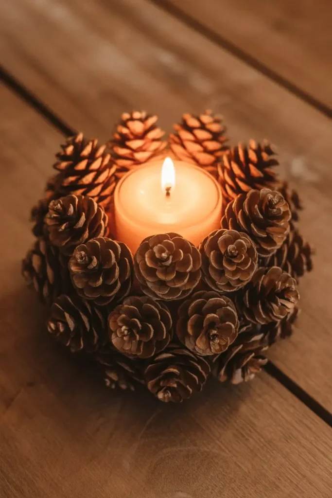 7. Pine Cone Candles