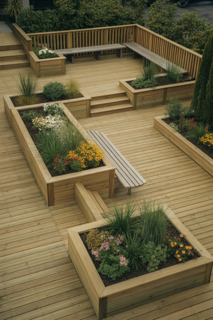 7. Wraparound Deck with Planter Railings