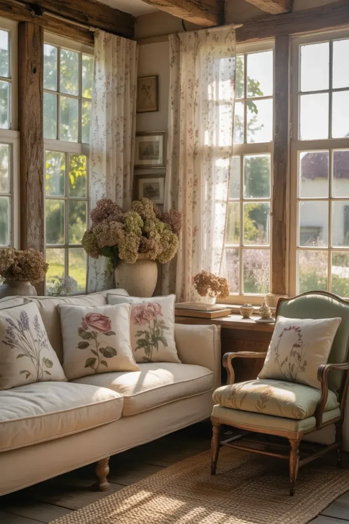 8 Cozy Cottage Interiors Idea Using Floral and Nature Inspired Patterns
