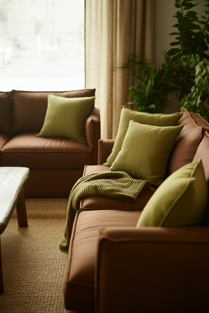 8 Soft Brown Fabrics With Muted Green Layers