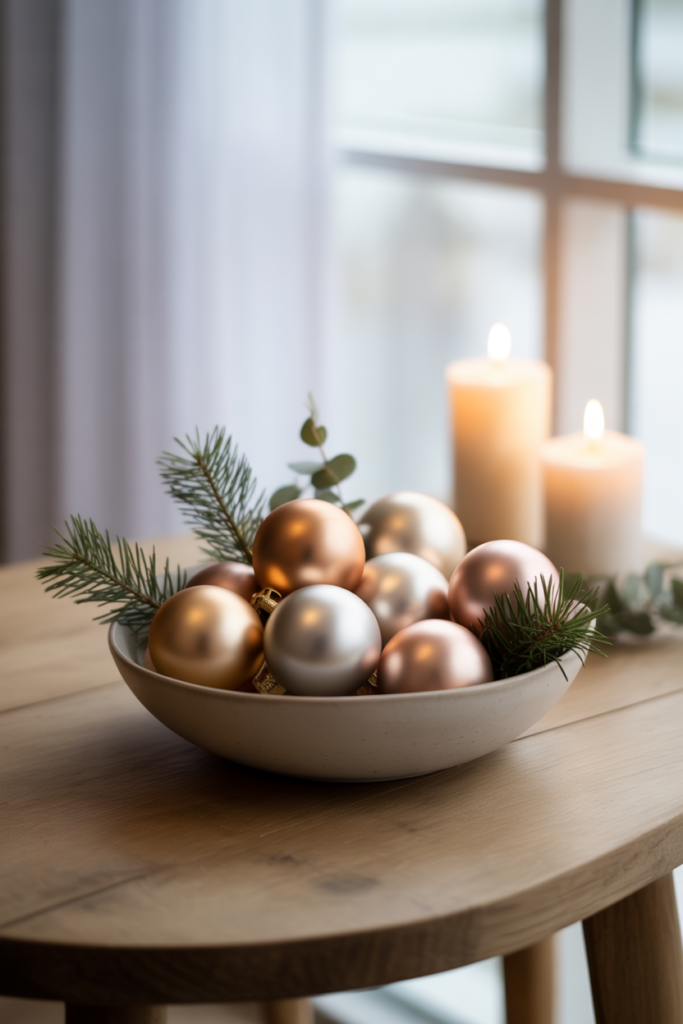 8. Bowl Of Ornaments With Soft Shine