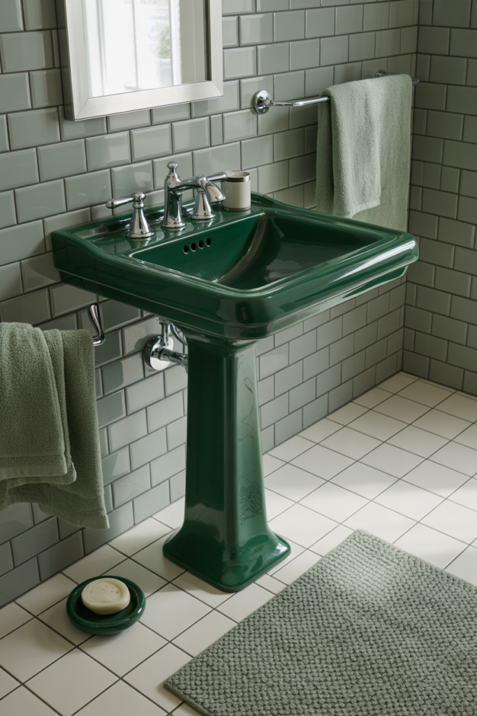 8. Colored Pedestal Sinks for a Bold Statement