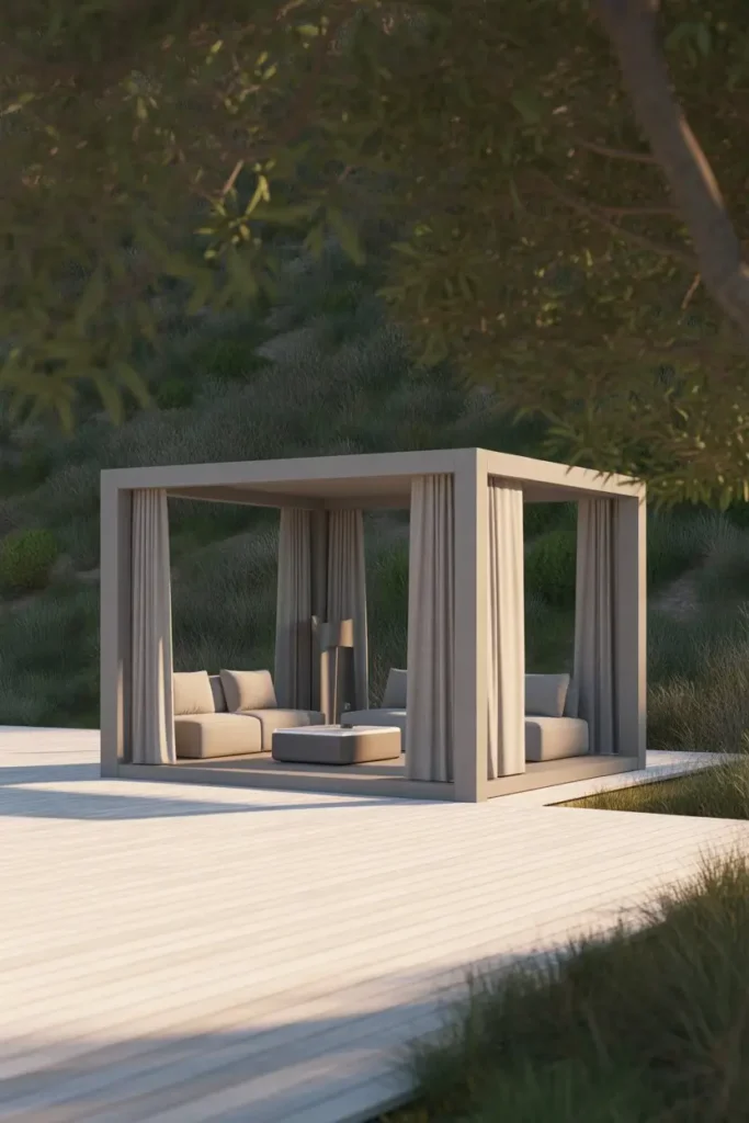 8. Minimalist Gazebo with Neutral Tones