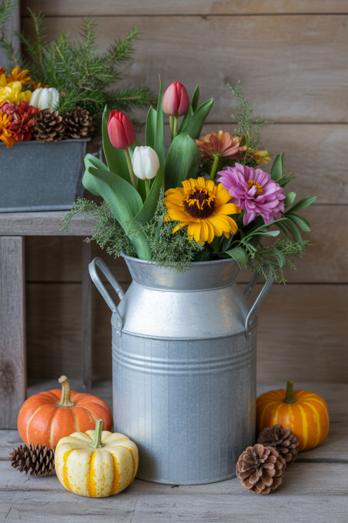 8. Seasonal Decor Milk Can Planters