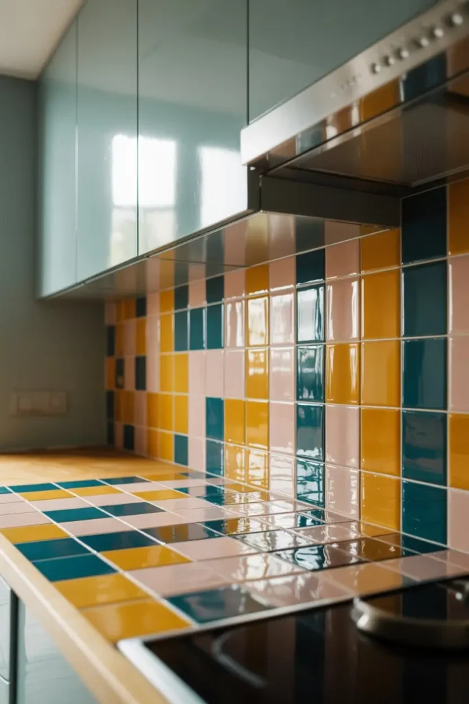 9. Bold Color Pop Tiles