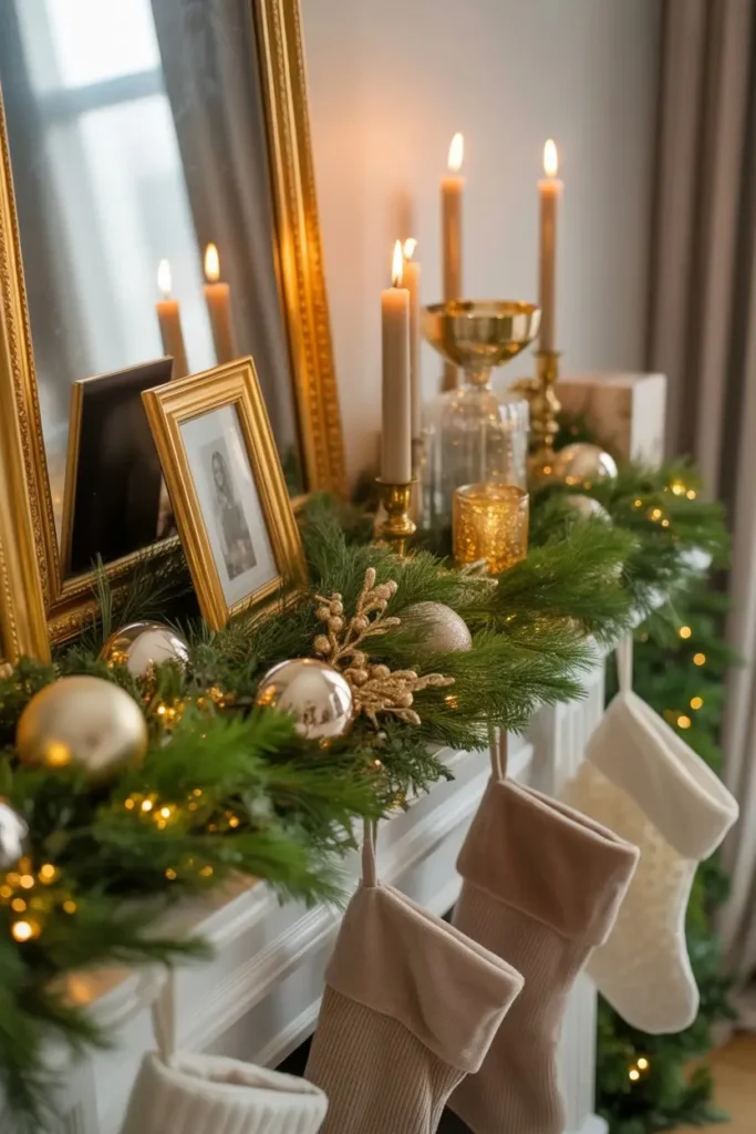 9. Gold Accent Mantle Glow