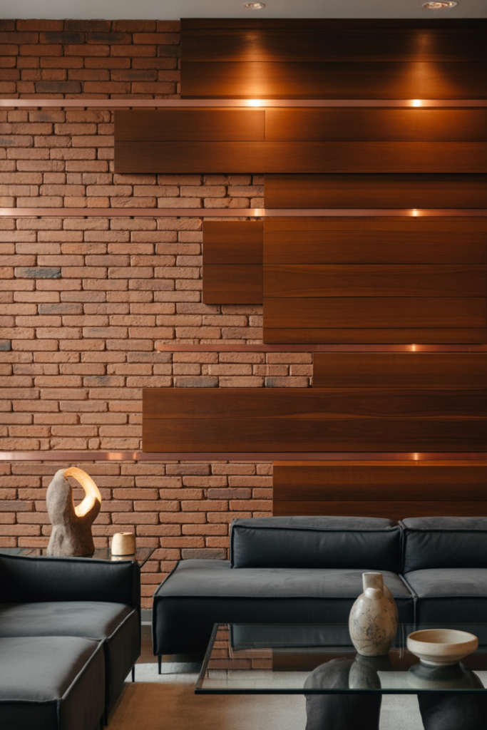 9. Mixed Material Accent Wall