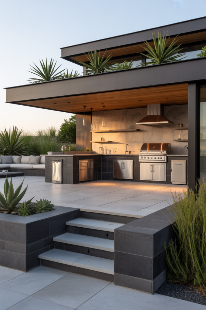 9. Multi-Tier Patio with Outdoor Kitchen