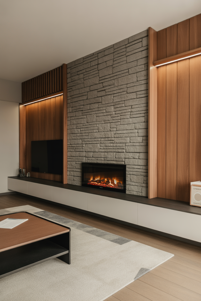 9. Wood and Stone Combination