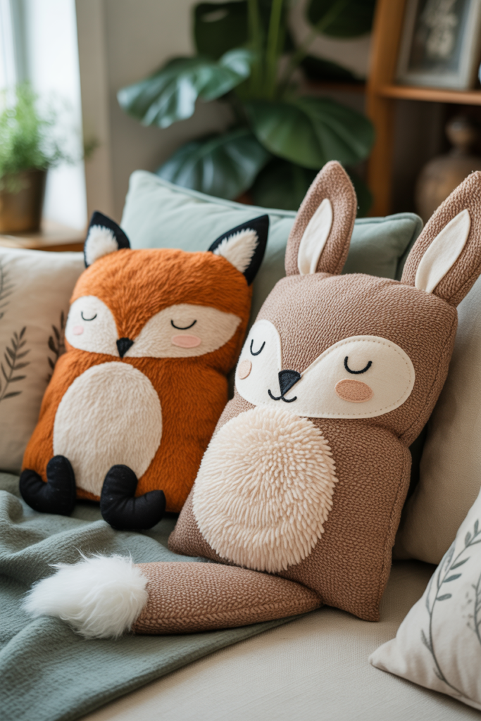 9. Woodland Creature Cushions