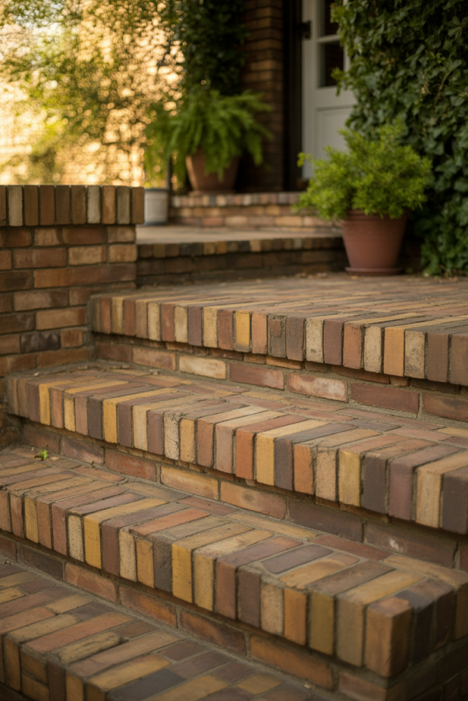 1. Brick Steps With Soft Edges That Feel Timeless