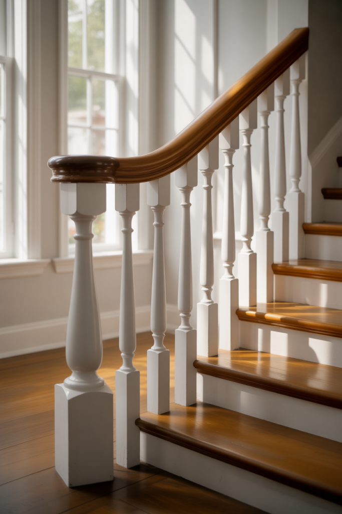1. Classic White Wooden Spindles for Timeless Charm