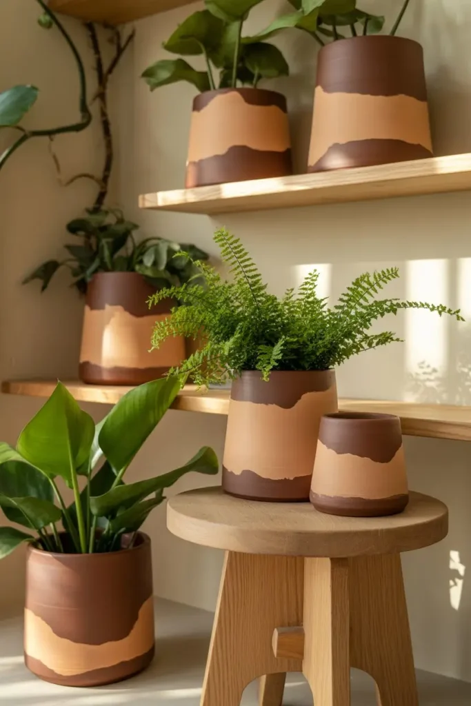 1. Earthy Clay Boho Ceramic Plant Pots With Raw Texture