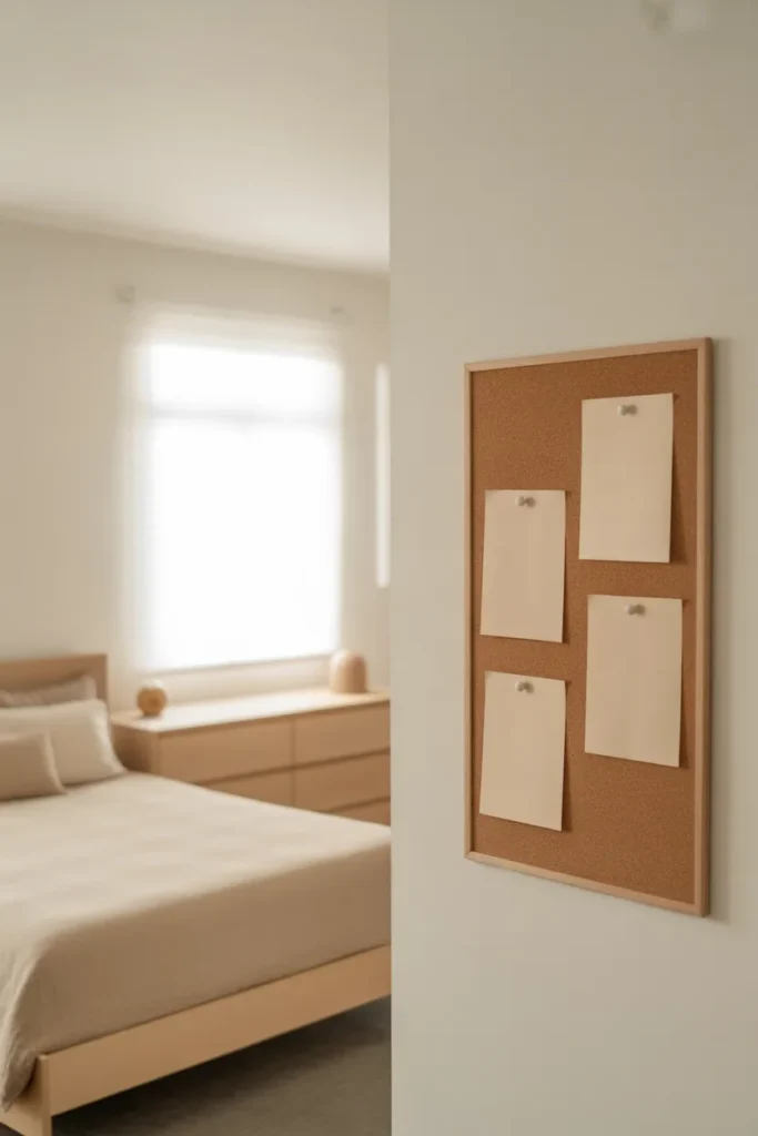 1. Minimal Cork Board with Neutral Pins