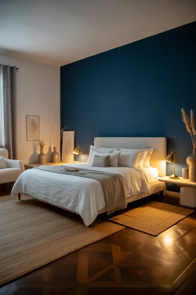 1. Navy Blue Accent Wall for Depth