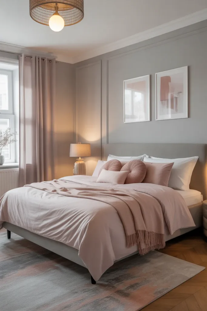 1. Soft Grey Walls with Blush Pink Accents