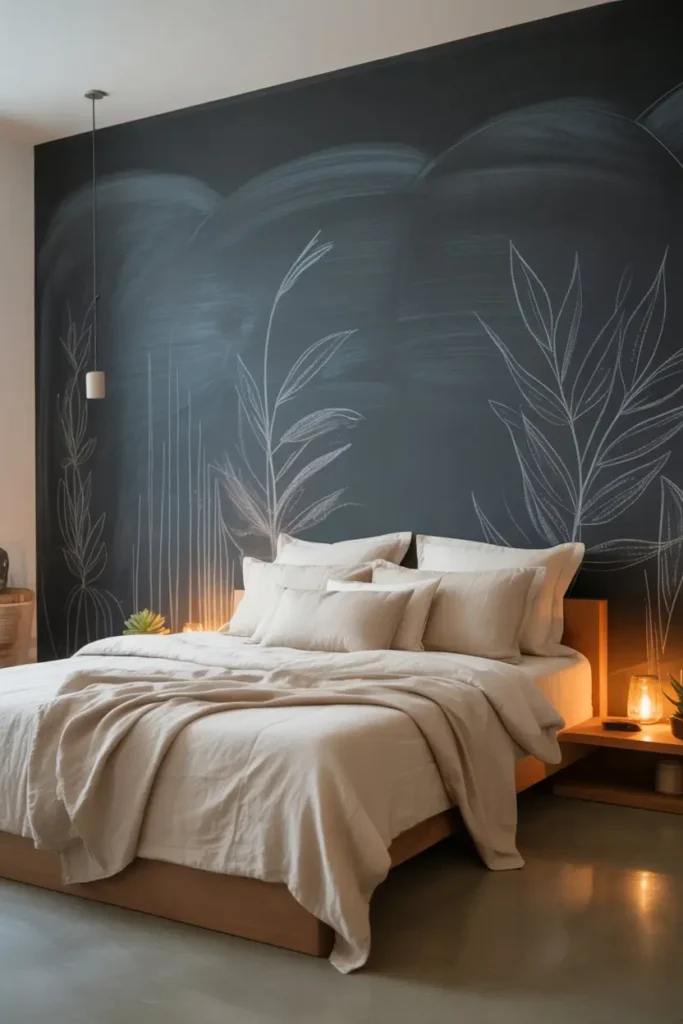 1. Transform Your Bedroom with a Full Accent Chalkboard Wall