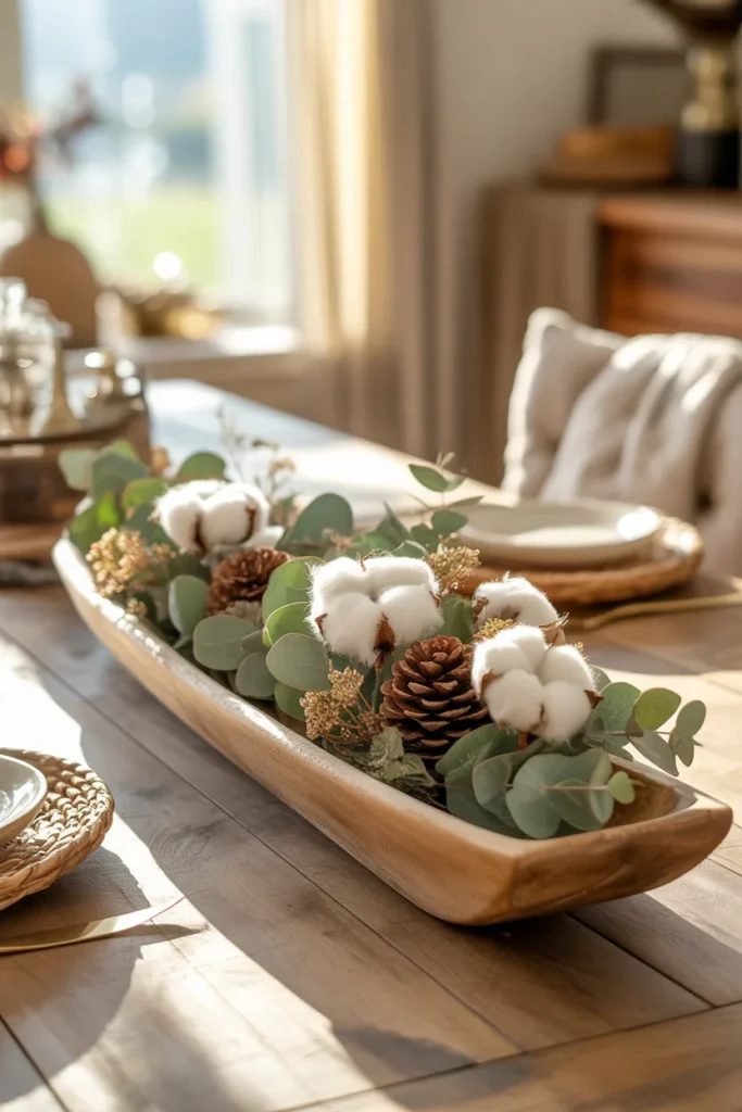 1. Wooden Dough Bowls Filled with Seasonal Beauty