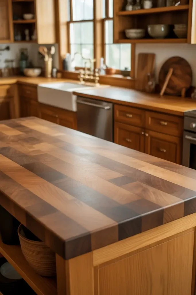 10. Butcher Block Island Focused on Prep Work