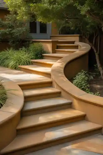 10. Curved Steps That Soften the Entrance